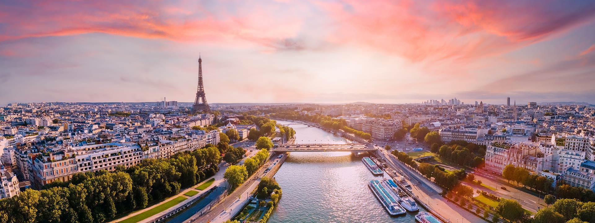 Panoramic view of Paris and the Eiffel Tower